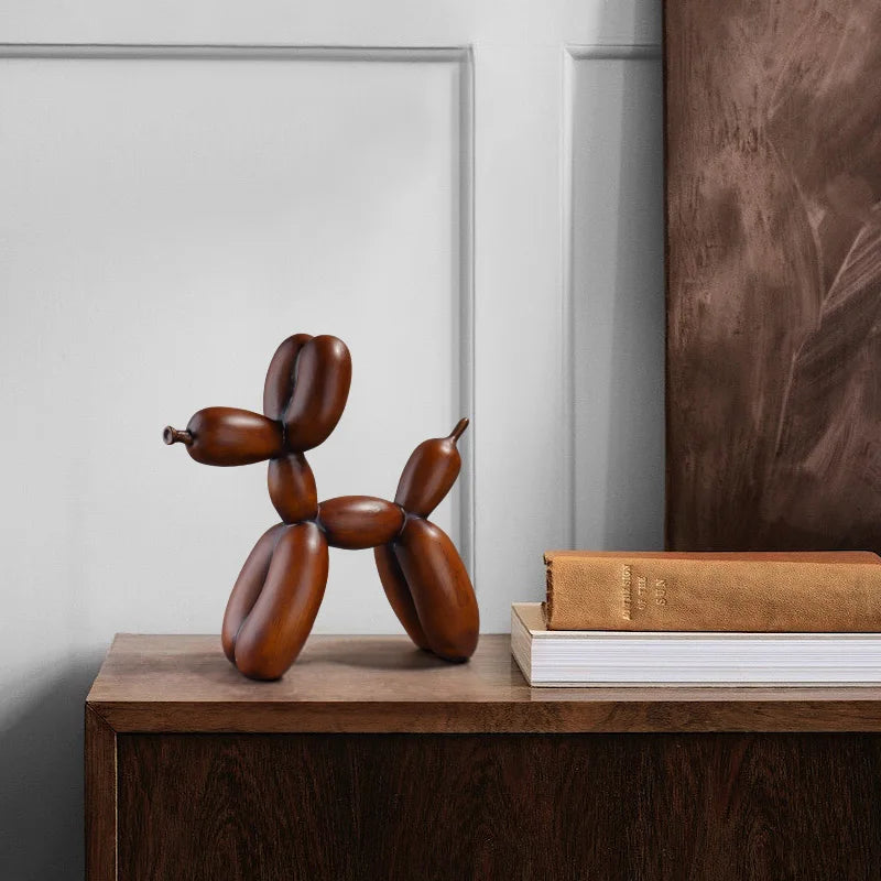 Walnut Aura Balloon Dog Sculpture