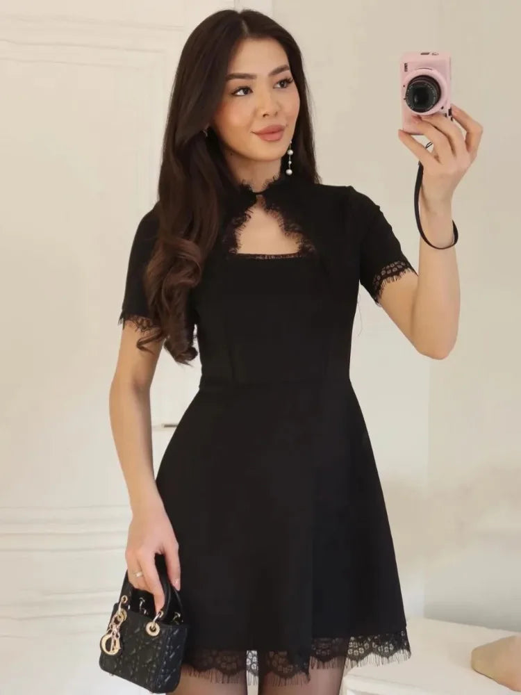 Bella Hollow Lace Mini Dress