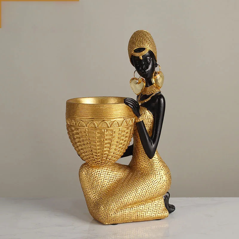 Golden Grace African Lady Sculpture