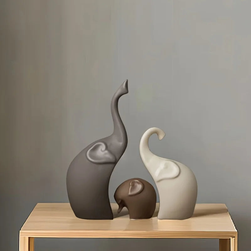 Nordic Harmony Elephant Family Sculpture Set