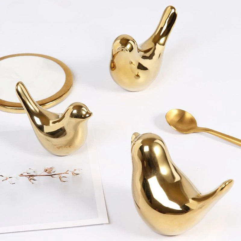 Nordic Gold Bird Sculpture Set