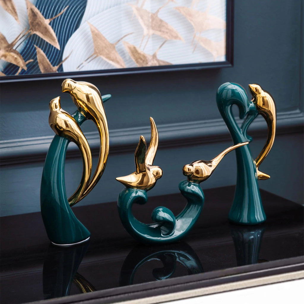 Nordic Lovebirds Ceramic Sculpture