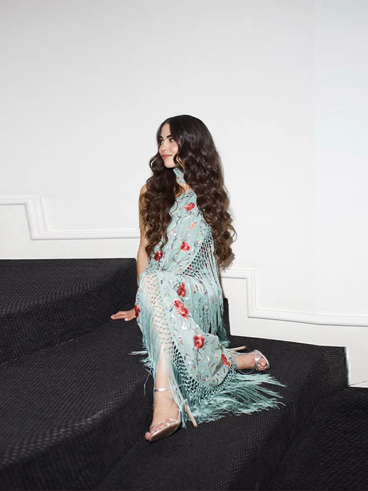 Scarlet Drape Backless Maxi Dress