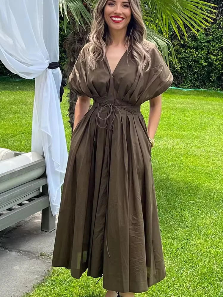 Aurelia V-Neck Midi Dress