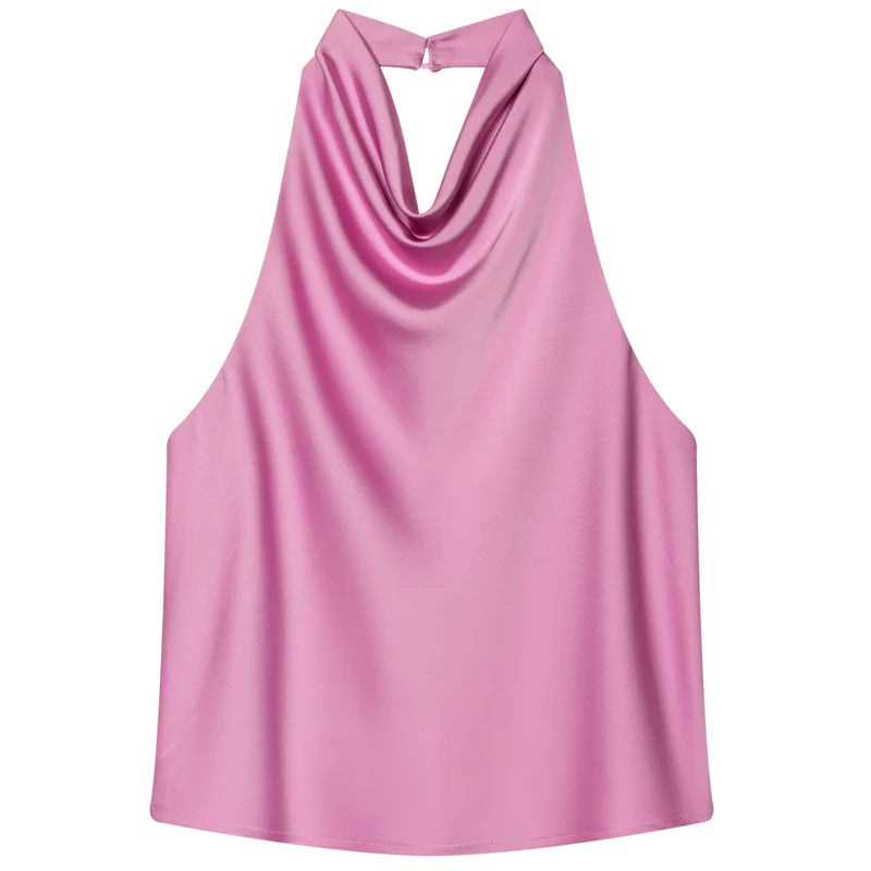 Satin Glow Halter Corset Top