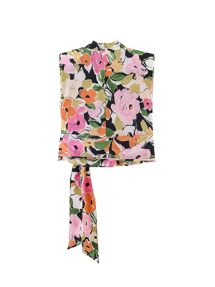 Rosalie Floral Shoulder Pad Top