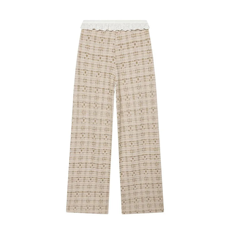 MUJER Ruffle Women's Pants Set Two Pieces Textured