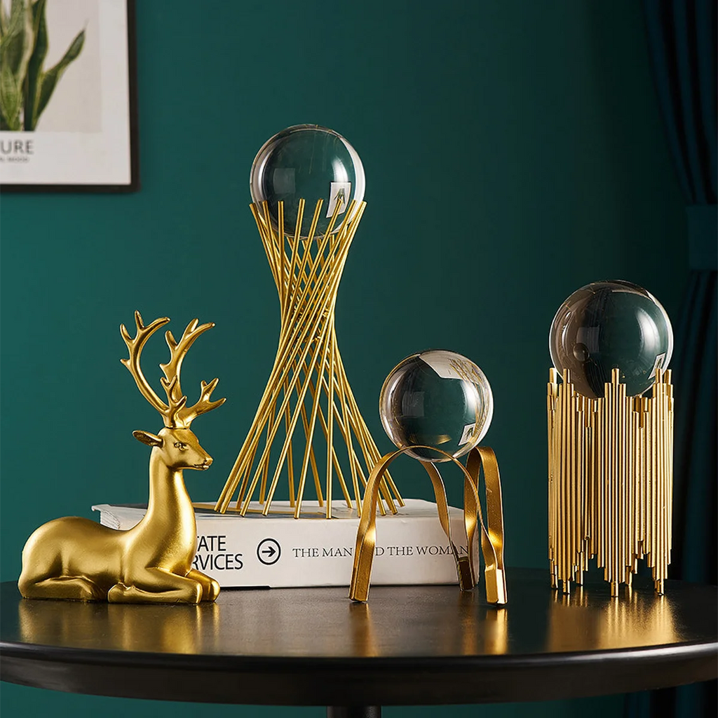 Golden Grace Deer Crystal Sculpture