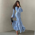 Elegant Floral Print Ruffle Hem Dress