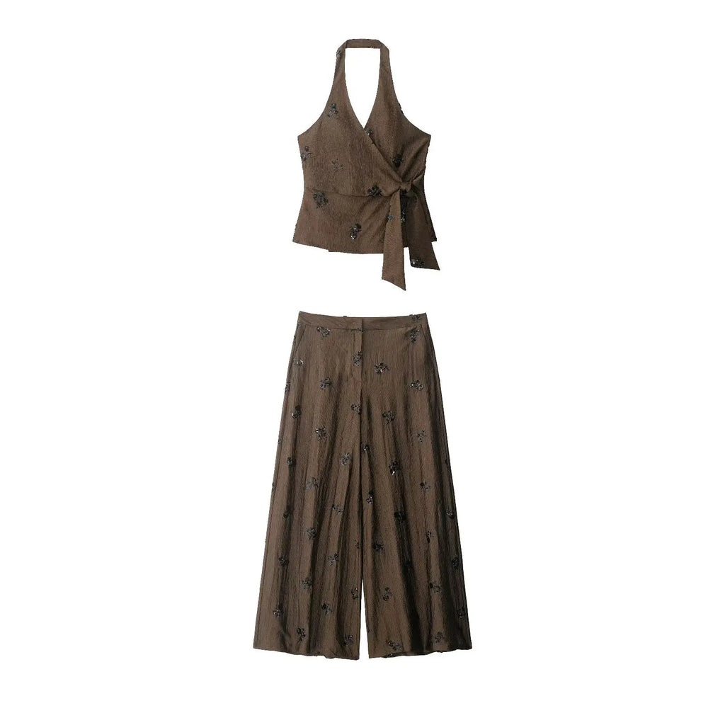 Vintage Bloom Sequin Two-Piece Set