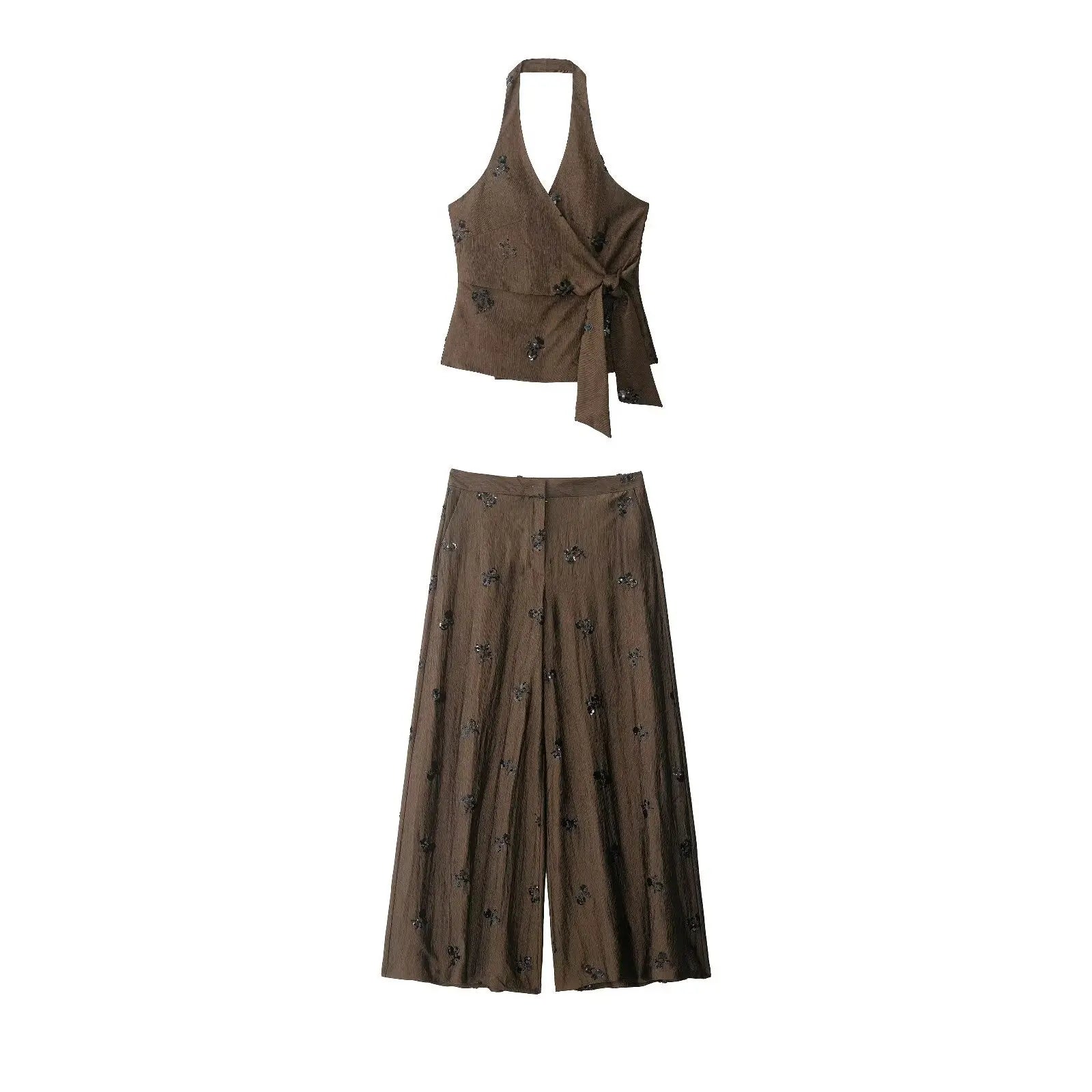 Vintage Bloom Sequin Two-Piece Set