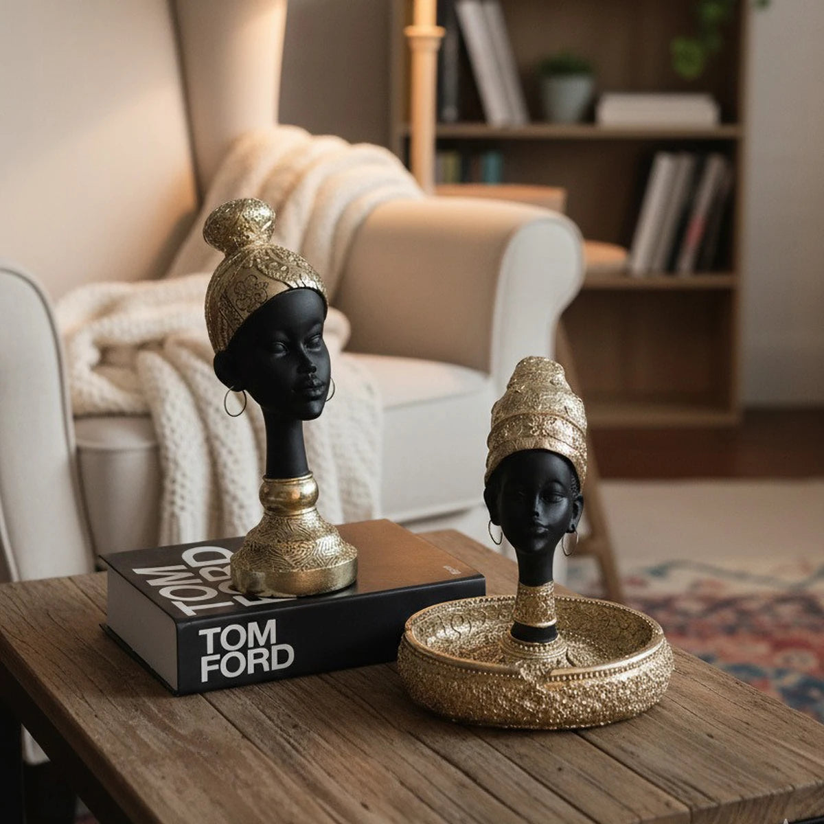 Golden Heritage Resin Sculpture & Candle Holder