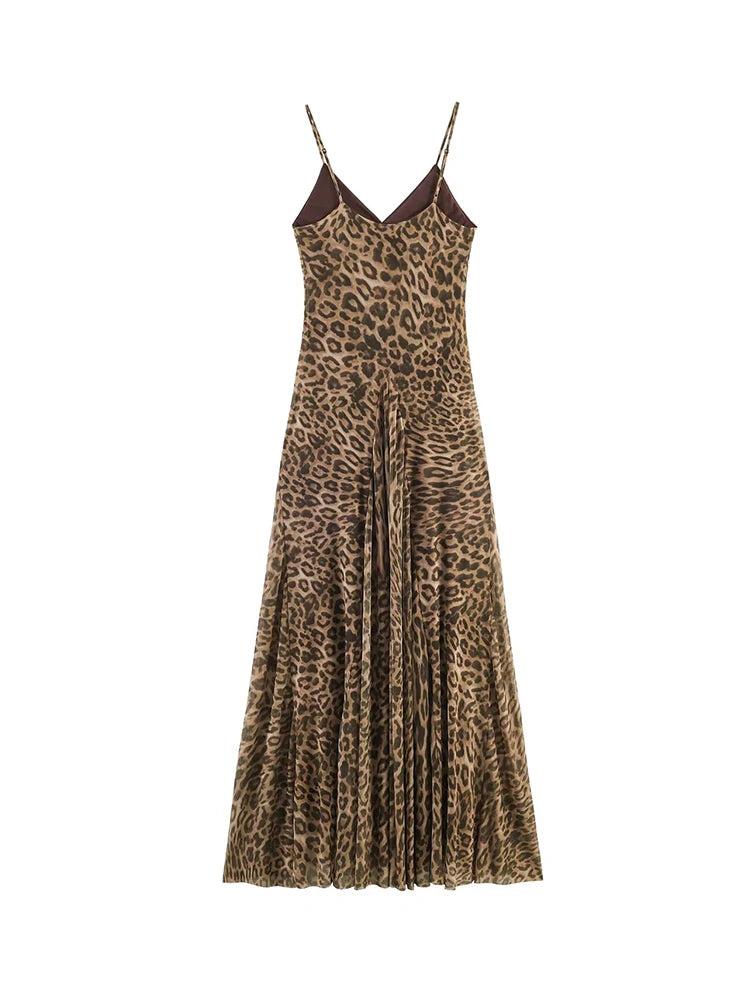 Vintage Leopard Print Sling Dress