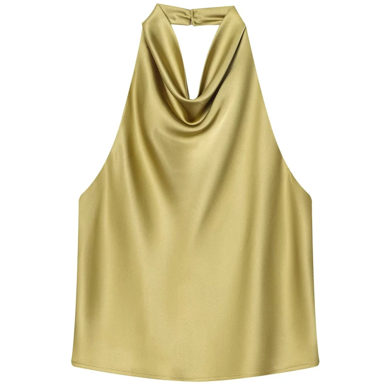 Satin Glow Halter Corset Top