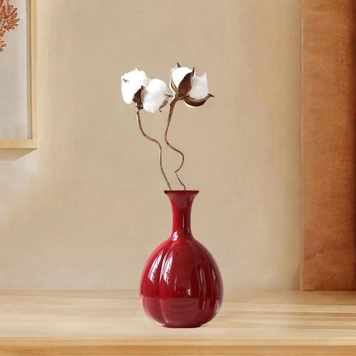 Crimson Arc Ceramic Vase