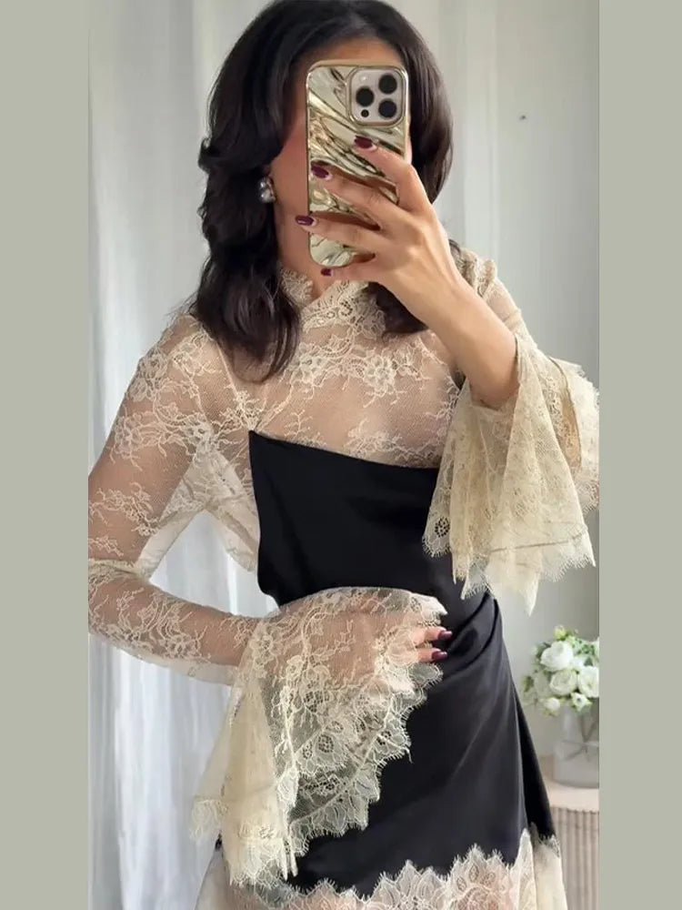 Patchwork Satin Mini Dress