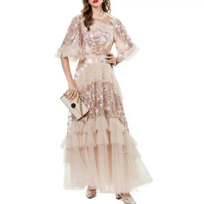 Luxury Puff Sleeve Evening Dress