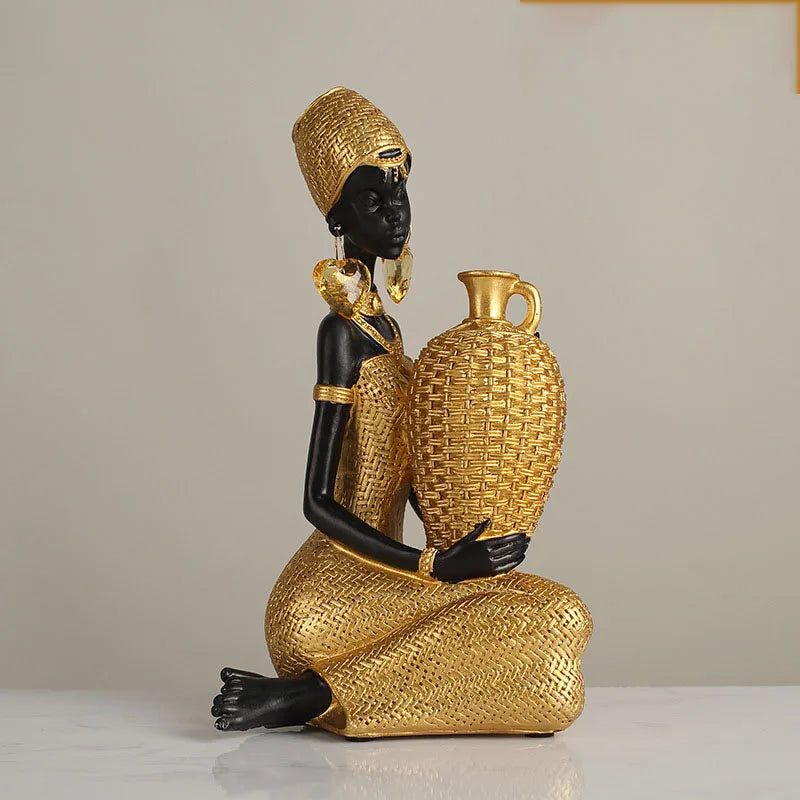 Golden Grace African Lady Sculpture