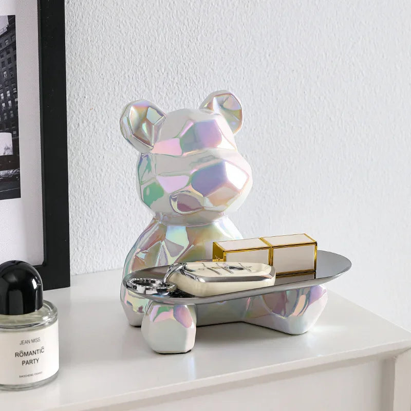 GeoBear Ceramic Storage Statue