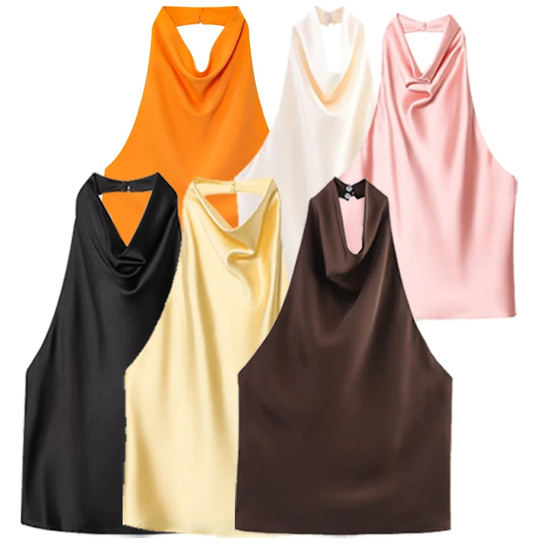 Satin Glow Halter Corset Top