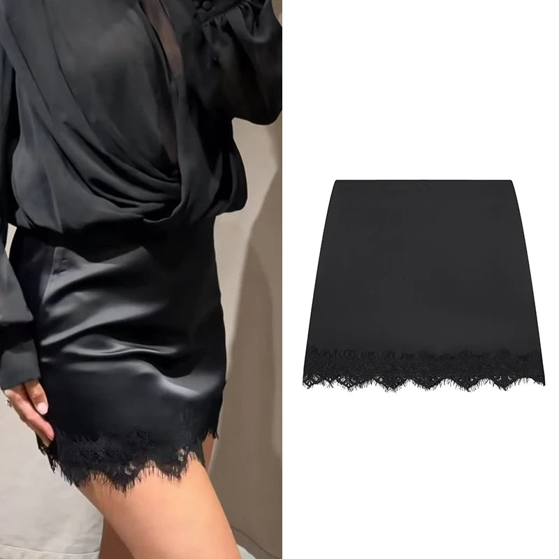 Floral Lace Pleated Mini Skirt