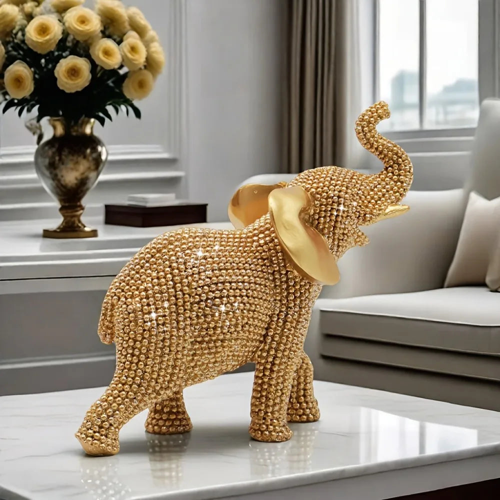 Golden Fortune Elephant Figurine