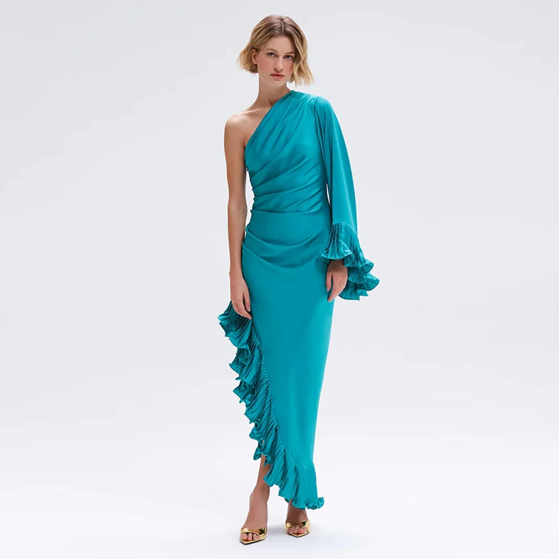 Azure Drape Asymmetrical Gown