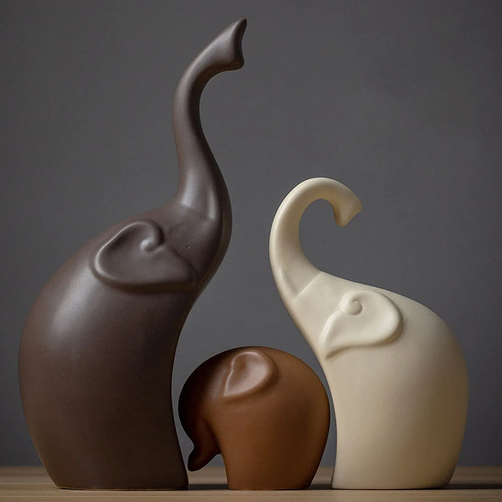 Nordic Harmony Elephant Family Sculpture Set