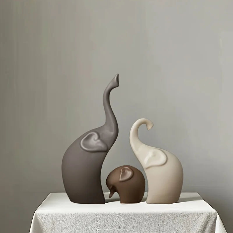 Nordic Harmony Elephant Family Sculpture Set