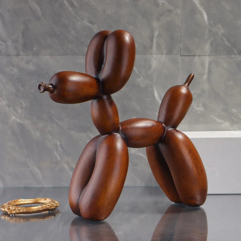 Walnut Aura Balloon Dog Sculpture