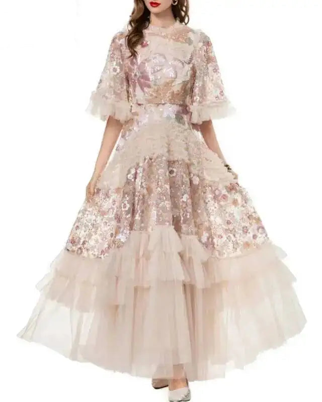 Luxury Puff Sleeve Evening Dress