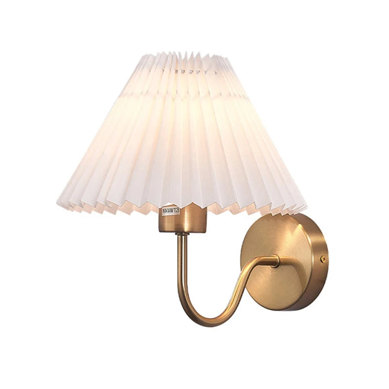 Nordic Retro Creative Wall Lamp Fan Shaped Pleated Design Suitable For Living Room Bedroom Bedside Indoor Home Decor Lighting