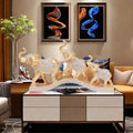Golden Harmony Elephant Trio Sculpture