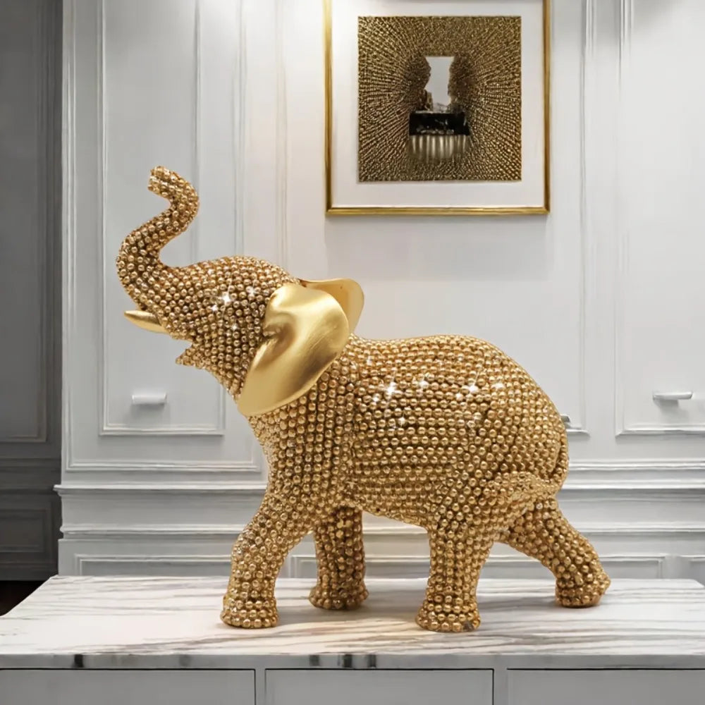 Golden Fortune Elephant Figurine