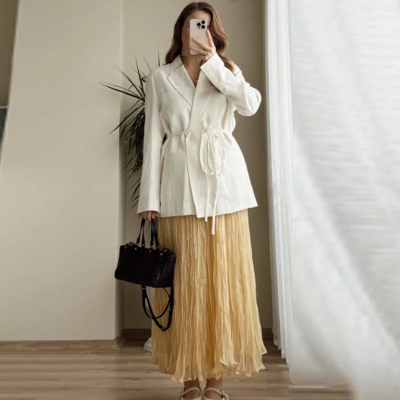 Soleil Pleated Midi Skirt