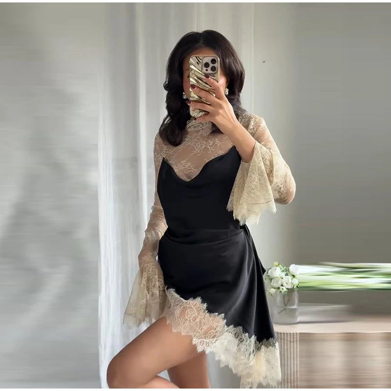 Patchwork Satin Mini Dress