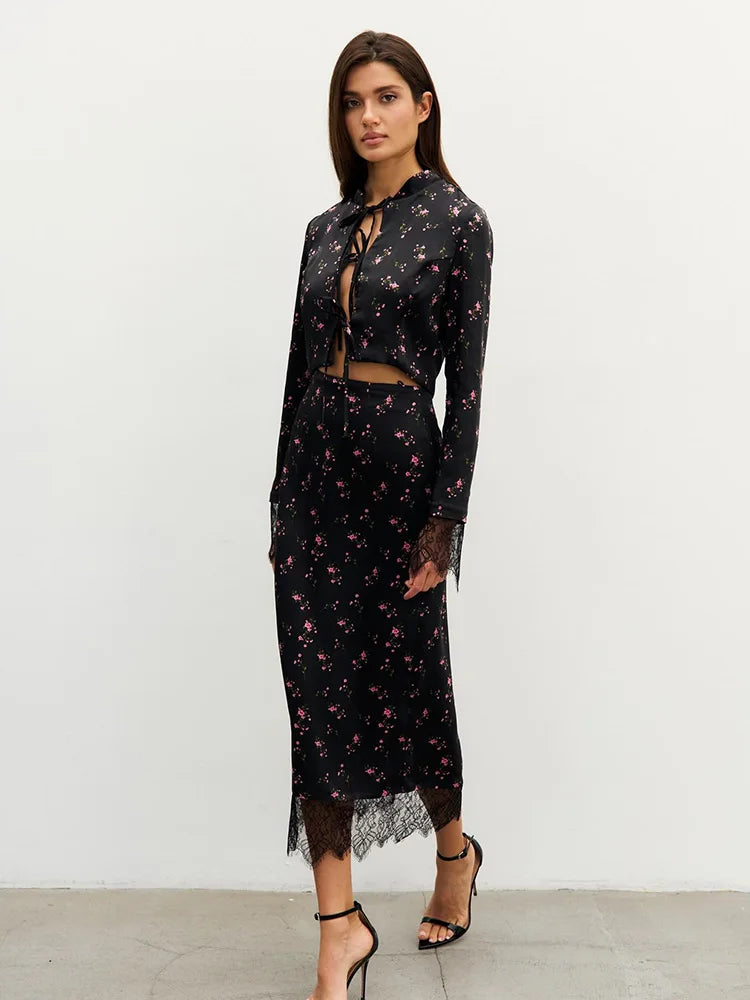 CNYISHE Prints Suits 2-Pieces(Tops+Skirts)