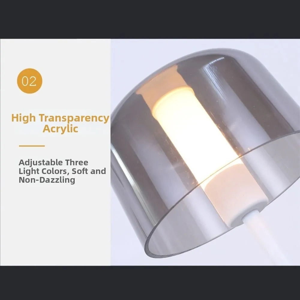 Wireless Metal Retro LED Table Lamp Touch Sensor Dimmable USB Rechargeable Cordless Reading Night Light for Home Bedroom Decor