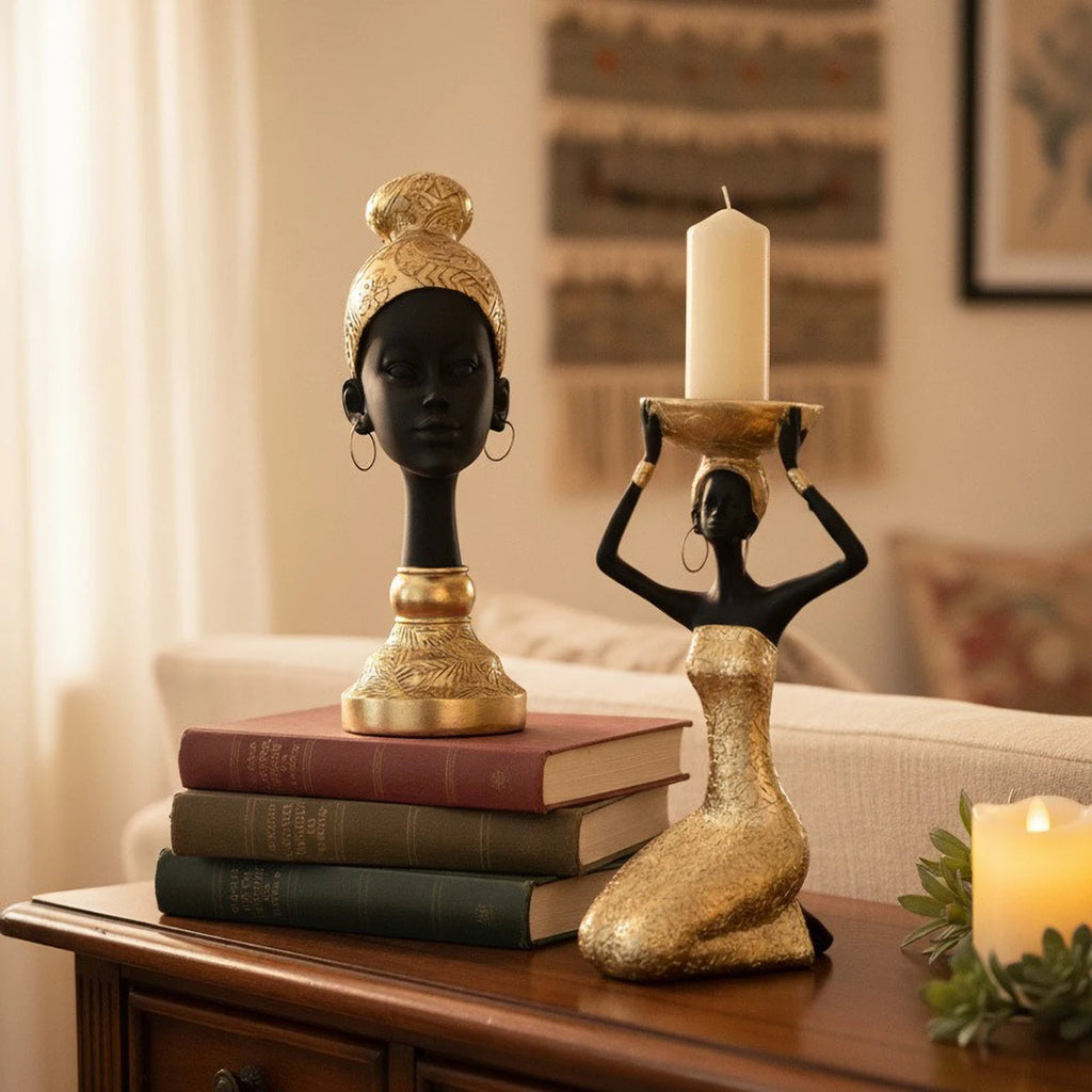 Golden Heritage Resin Sculpture & Candle Holder