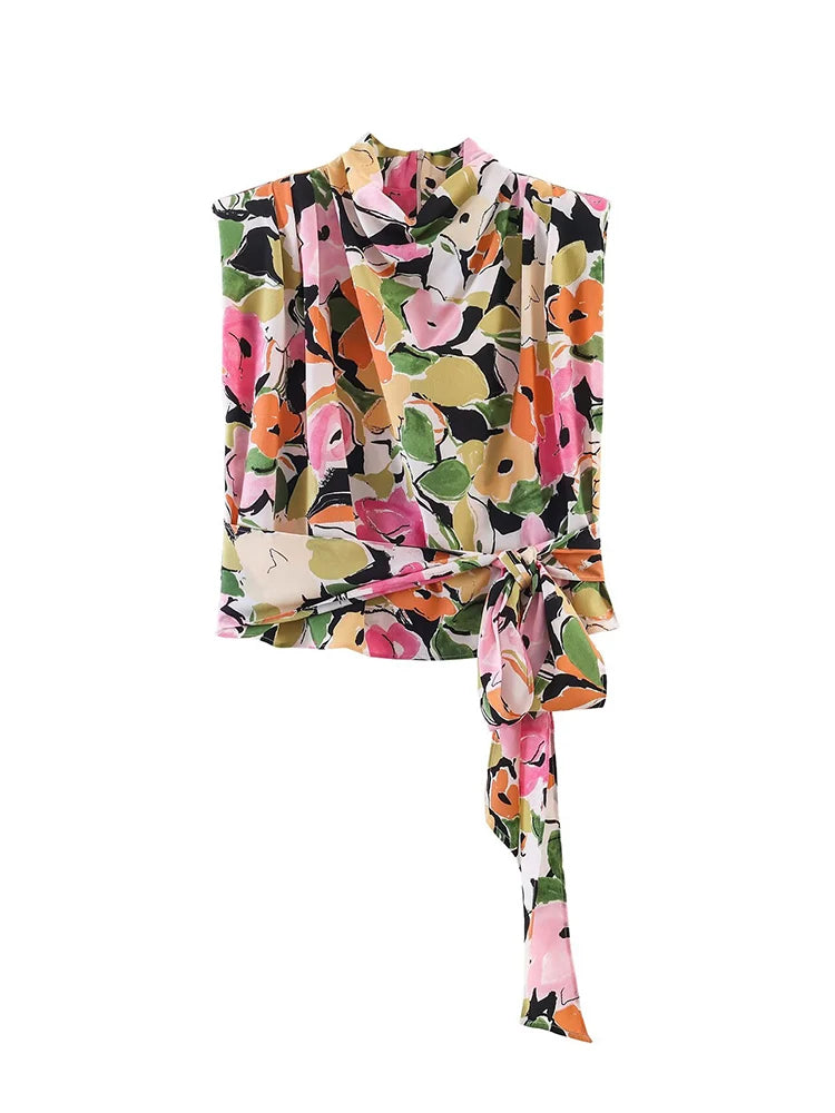 Rosalie Floral Shoulder Pad Top