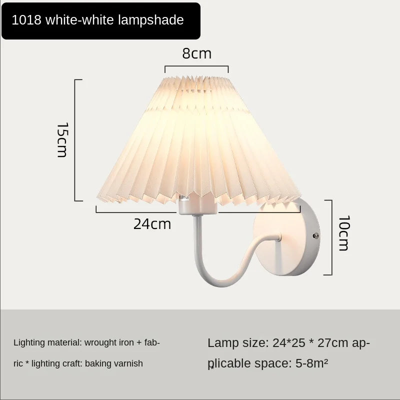 Nordic Retro Creative Wall Lamp Fan Shaped Pleated Design Suitable For Living Room Bedroom Bedside Indoor Home Decor Lighting