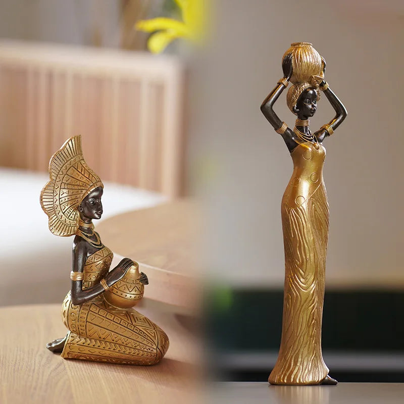 Golden Heritage Tribal Lady Sculpture