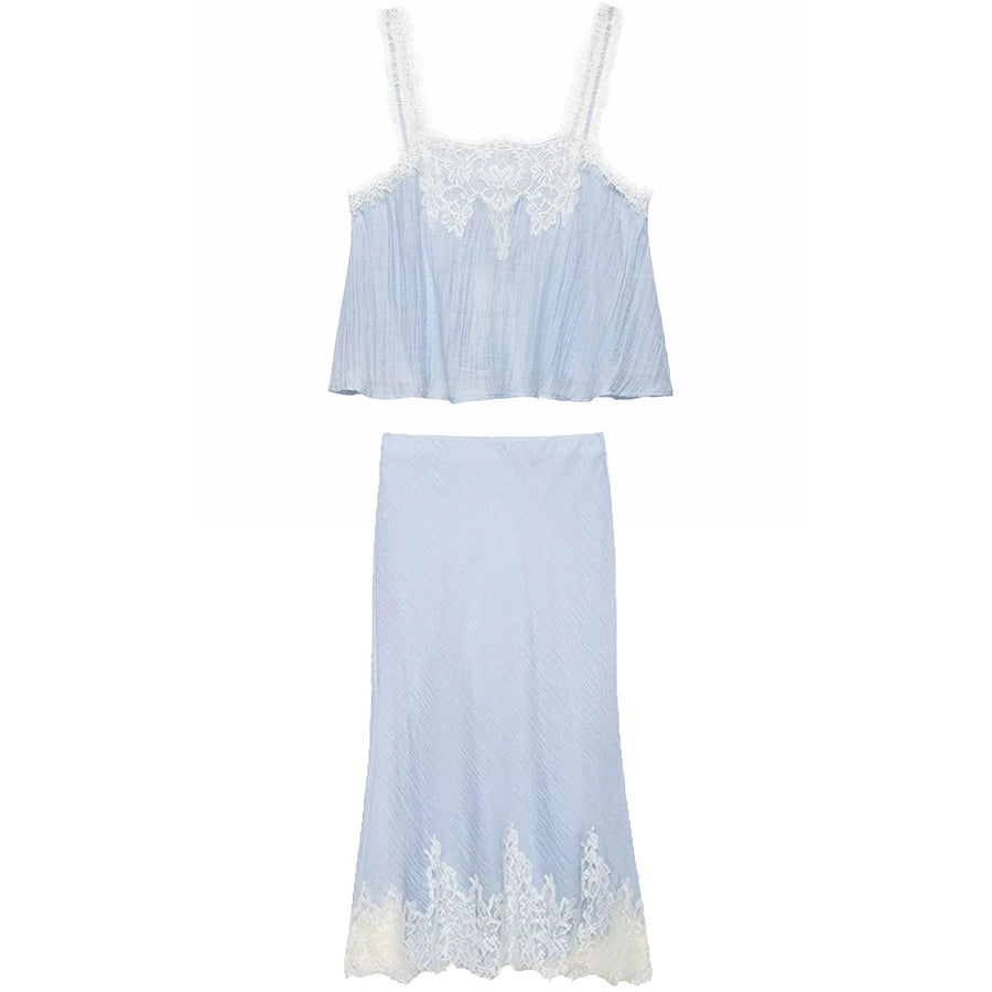 Coastal Lace Elegance Skirt Set