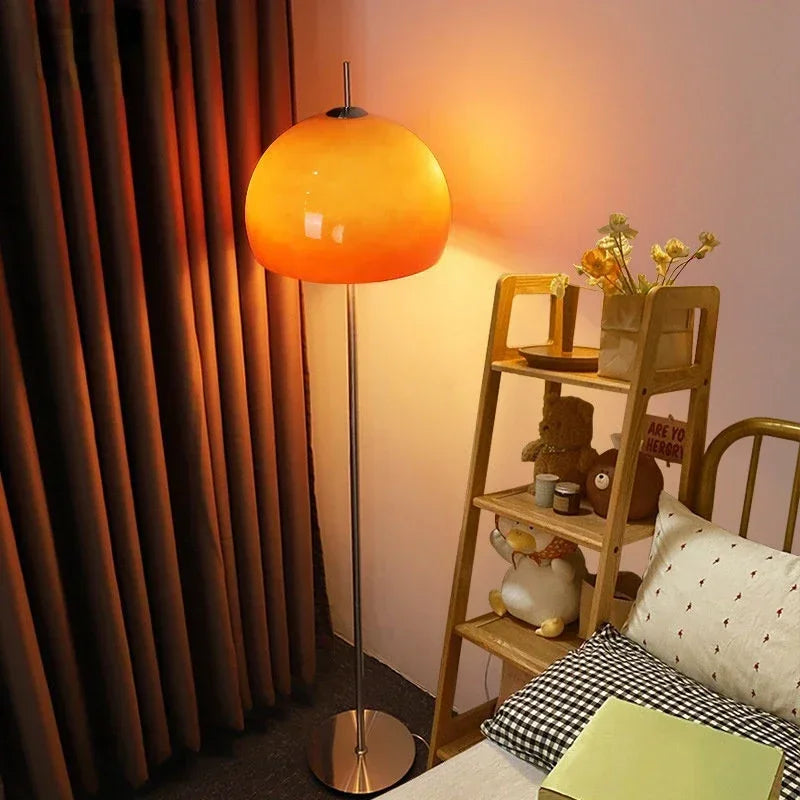 Vintage living room Bauhaus glass floor lamp gradient orange mushroom floor lamp living room bedroom atmosphere LED desk lamp
