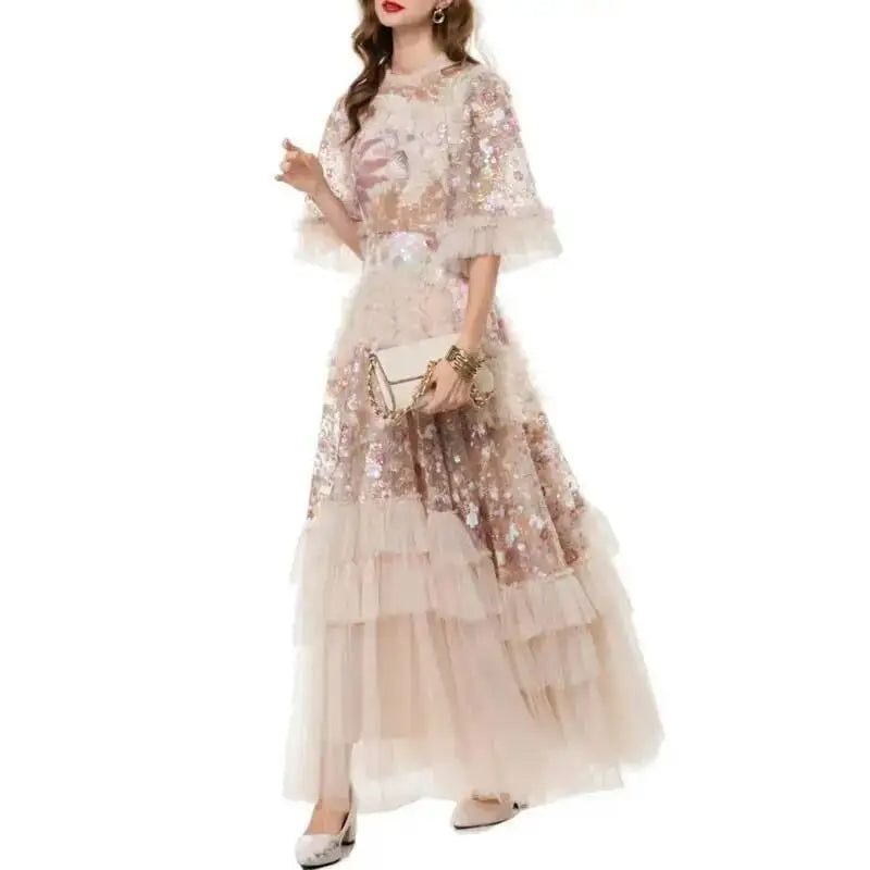 Luxury Puff Sleeve Evening Dress