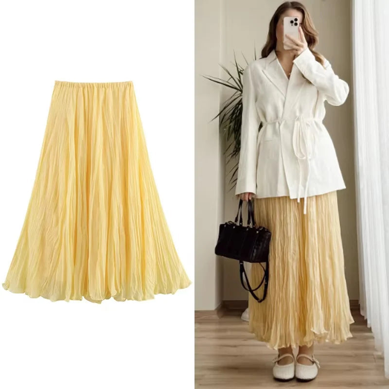 Soleil Pleated Midi Skirt