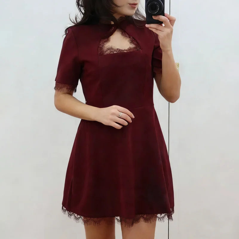 Bella Hollow Lace Mini Dress