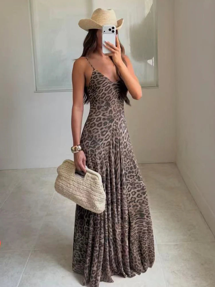 Vintage Leopard Print Sling Dress
