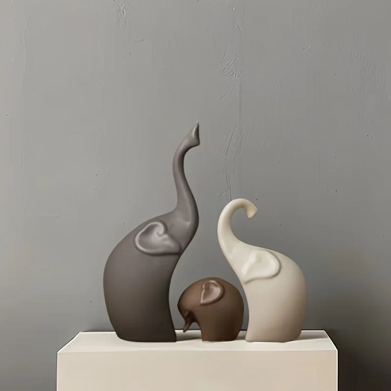Nordic Harmony Elephant Family Sculpture Set