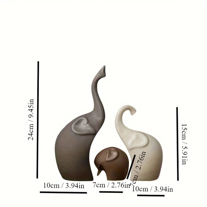Nordic Harmony Elephant Family Sculpture Set